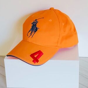 Polo Ralph Lauren Hat Cap Mens 4 Strapback Adjustable Orange Fragrance Big Pony